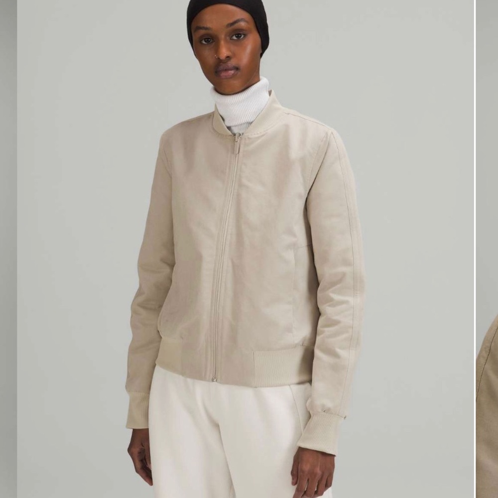NWT Lululemon Non-Stop Cotton Bomber Jacket - Size 8 - Raw Linen